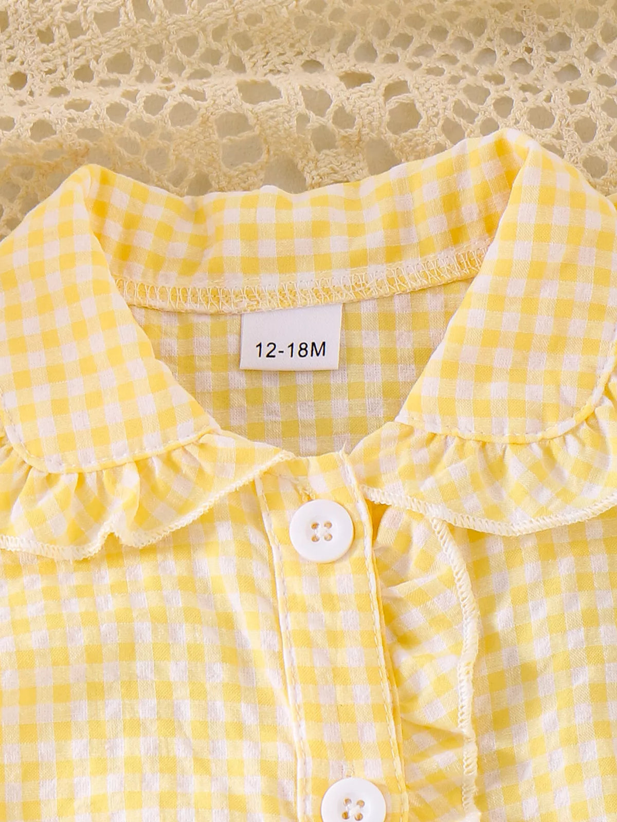 Children's Gingham Ruffle Collar Sleeveless Shirt - Lilixa.store