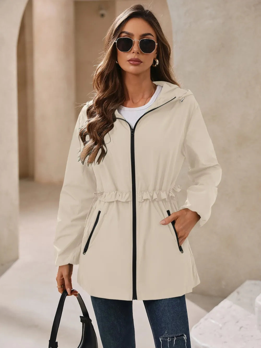 Ivy Lane Outdoor Waterproof Long Sleeve Hooded Windbreaker, view 6