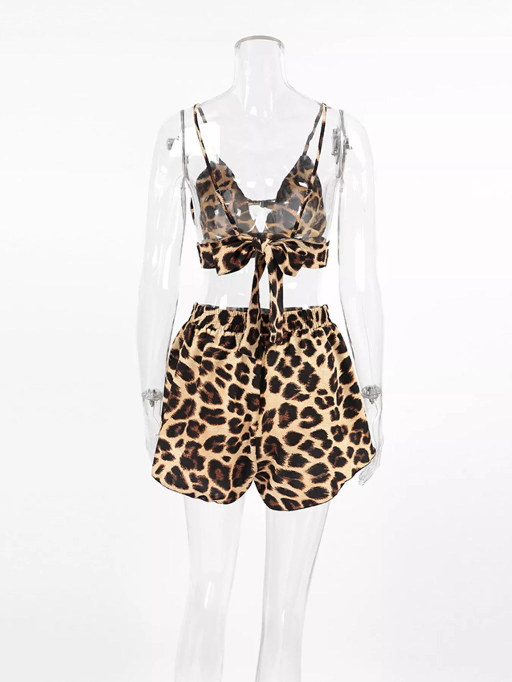 Leopard Cami & Cardigan and Shorts Three-Piece Lounge Set - Lilixa.store