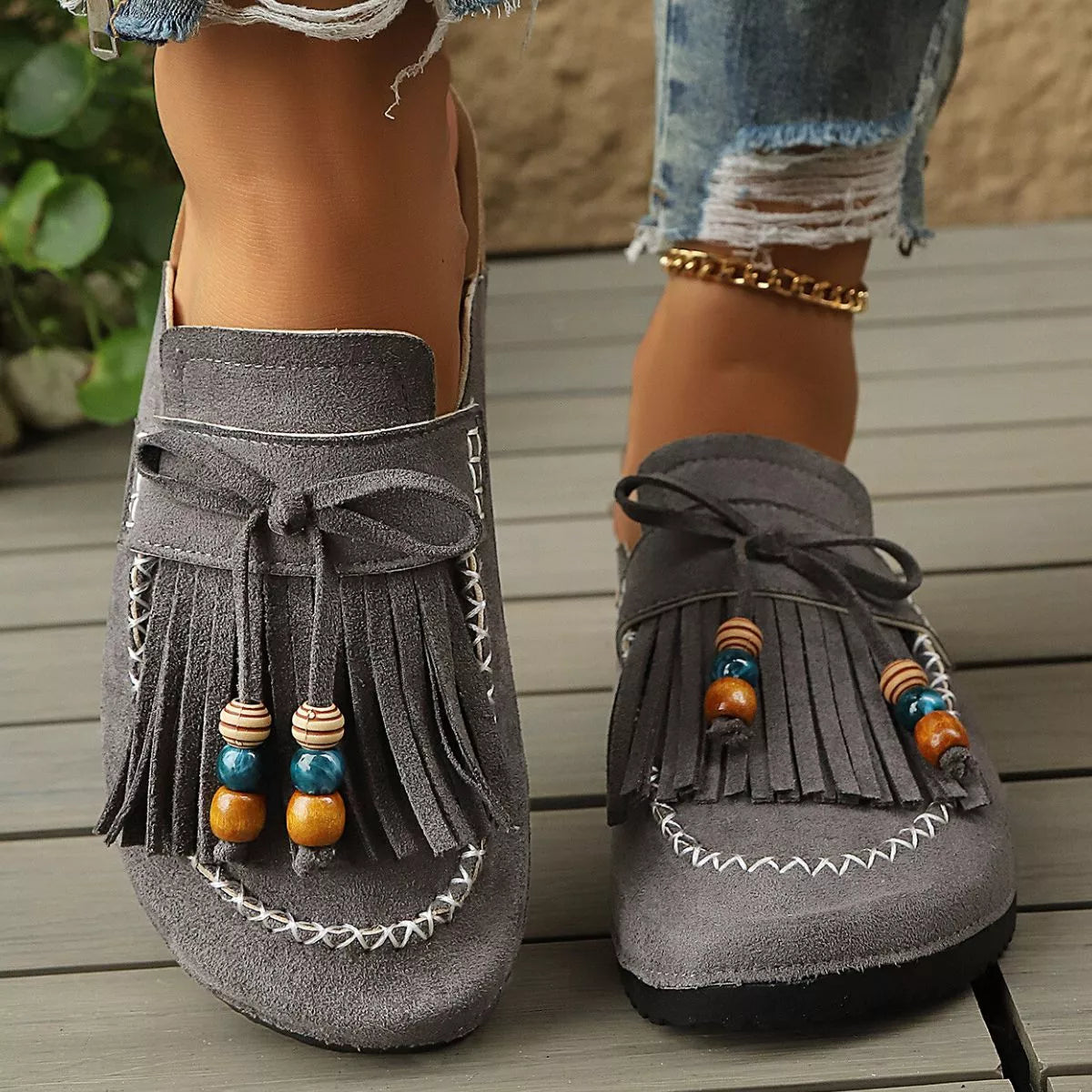 Tassel Round Toe Slip-Ons - Lilixa.store