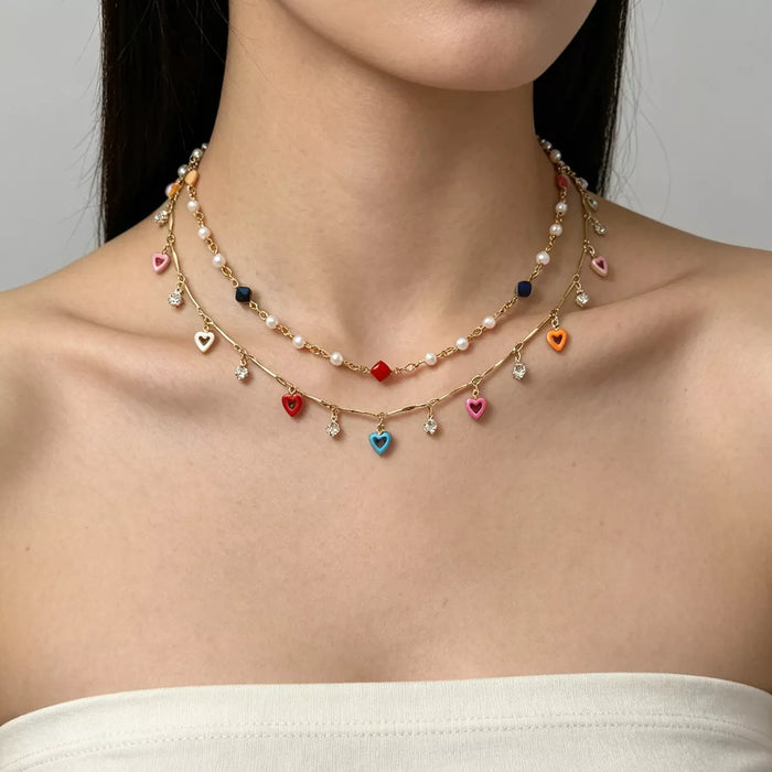 2 Piece Heart Charm Necklace - Lilixa.store