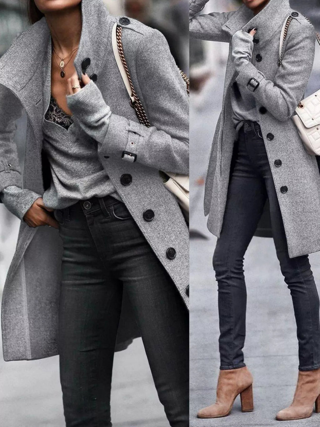 Button-Down Longline Coat with Belt - Lilixa.store