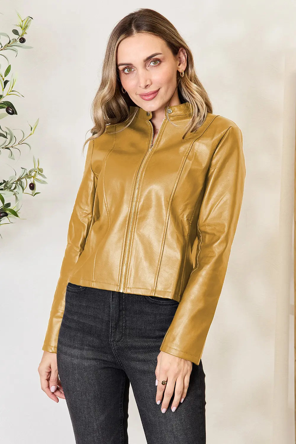 Mock Neck Zip Up Jacket, view 17