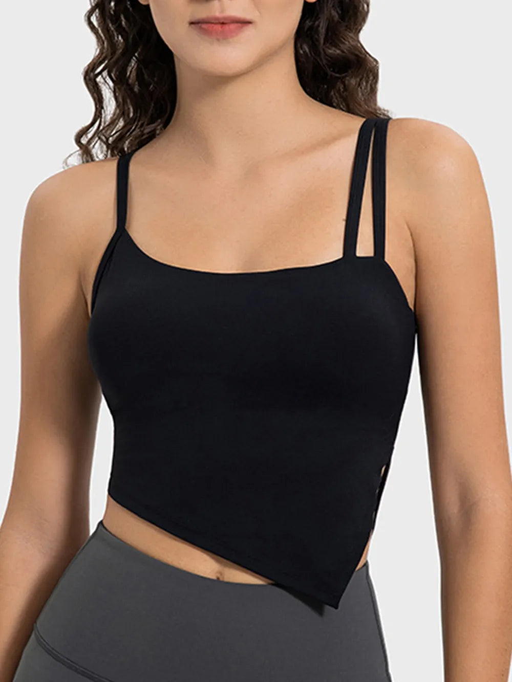 Millennia Slit Asymmetrical Neck Active Cami - Lilixa.store