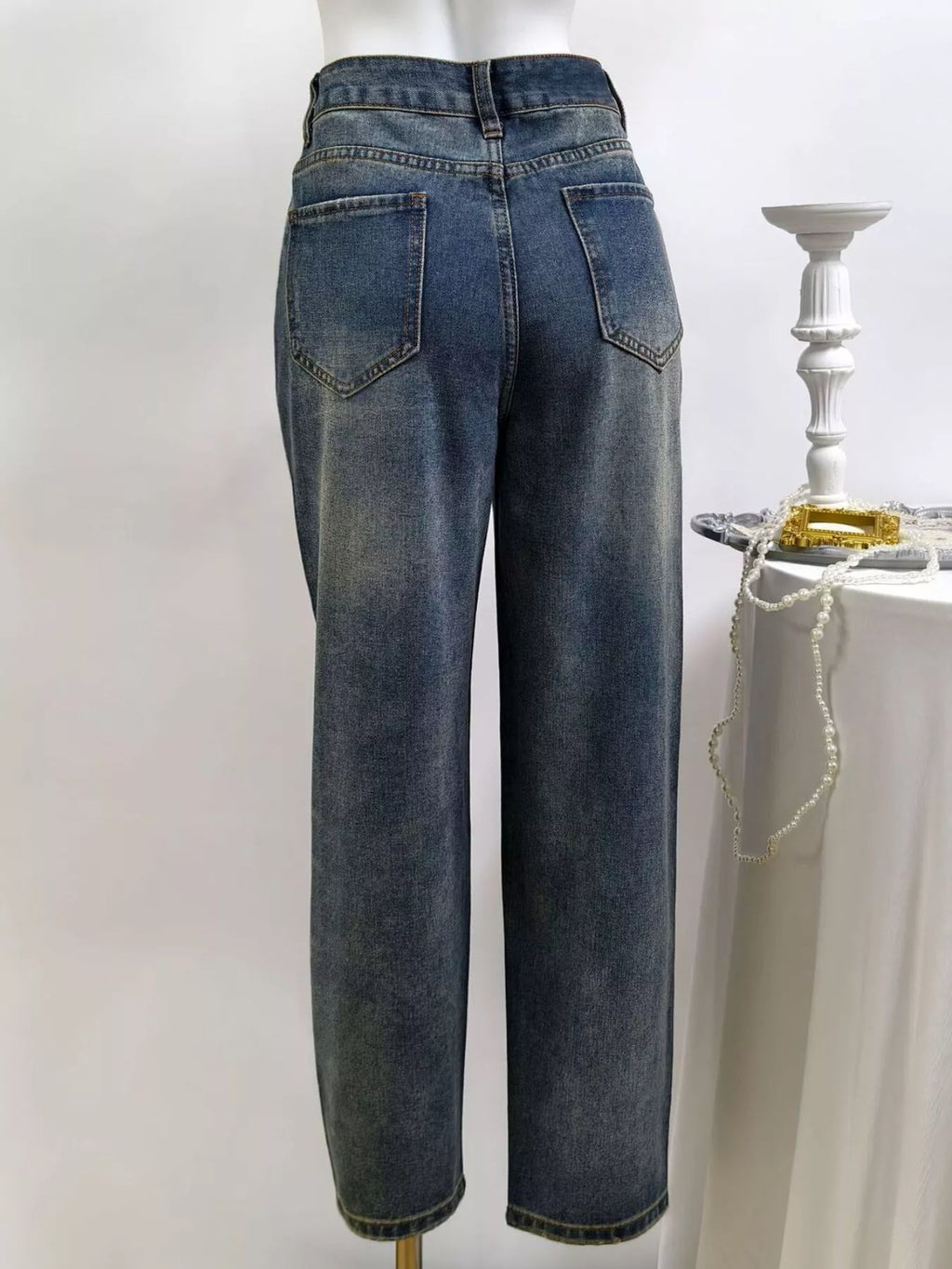 High-Waisted Straight Leg Jeans - Lilixa.store