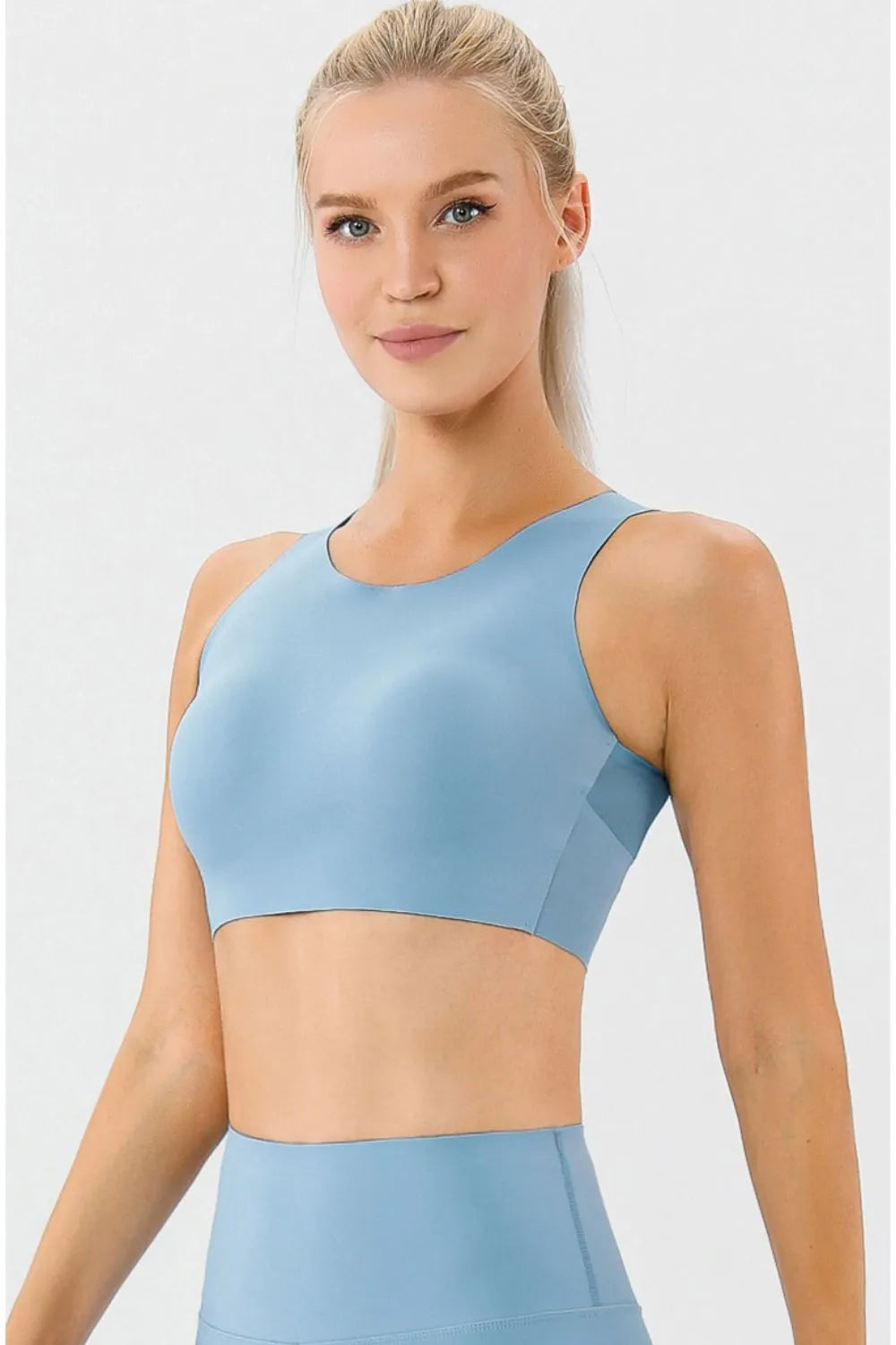 Round Neck Wide Strap Active Bra - Lilixa.store