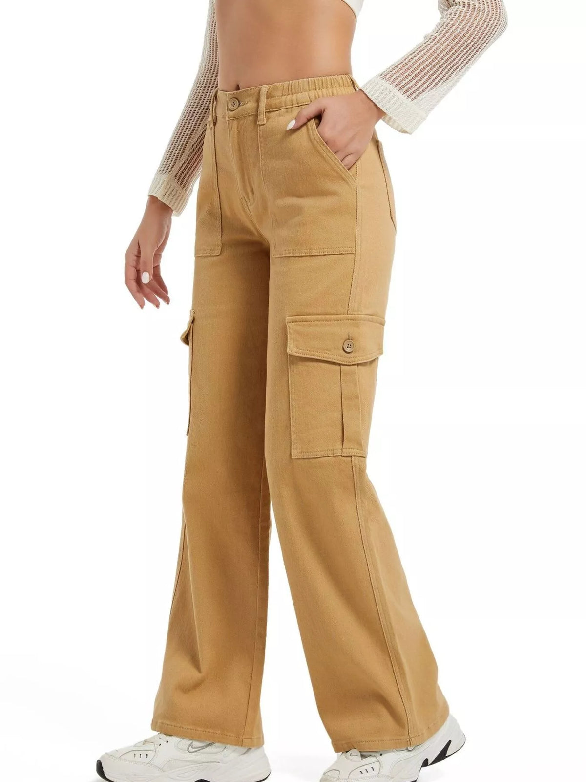 High-Waisted Cargo Jeans - Lilixa.store