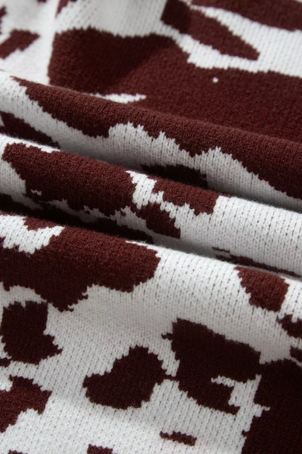 Western Print Cow Pattern Long Sleeve Round Neck Pullover Knitwear Sweater