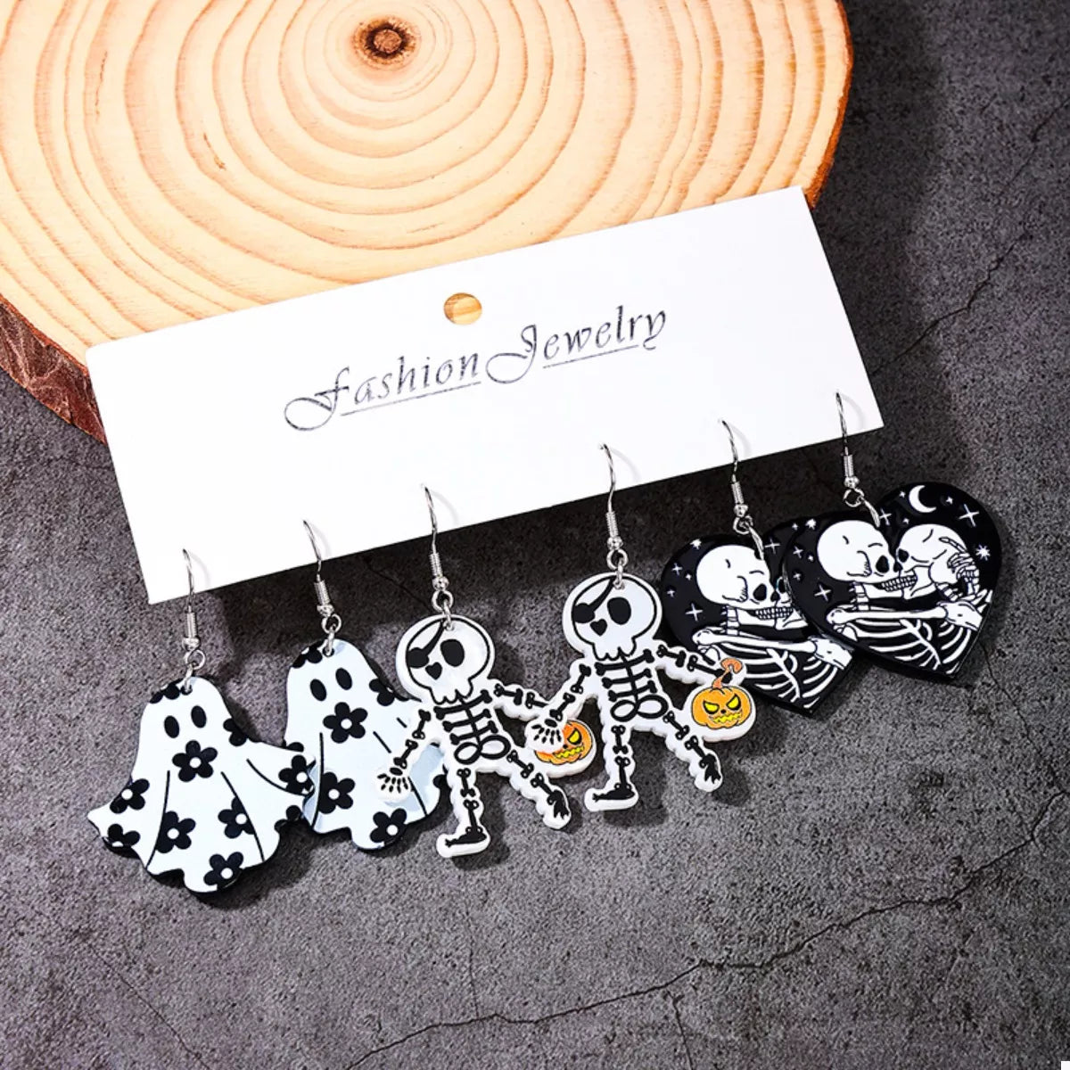 3 Pair Halloween Themed Acrylic Dangle Earrings - Lilixa.store