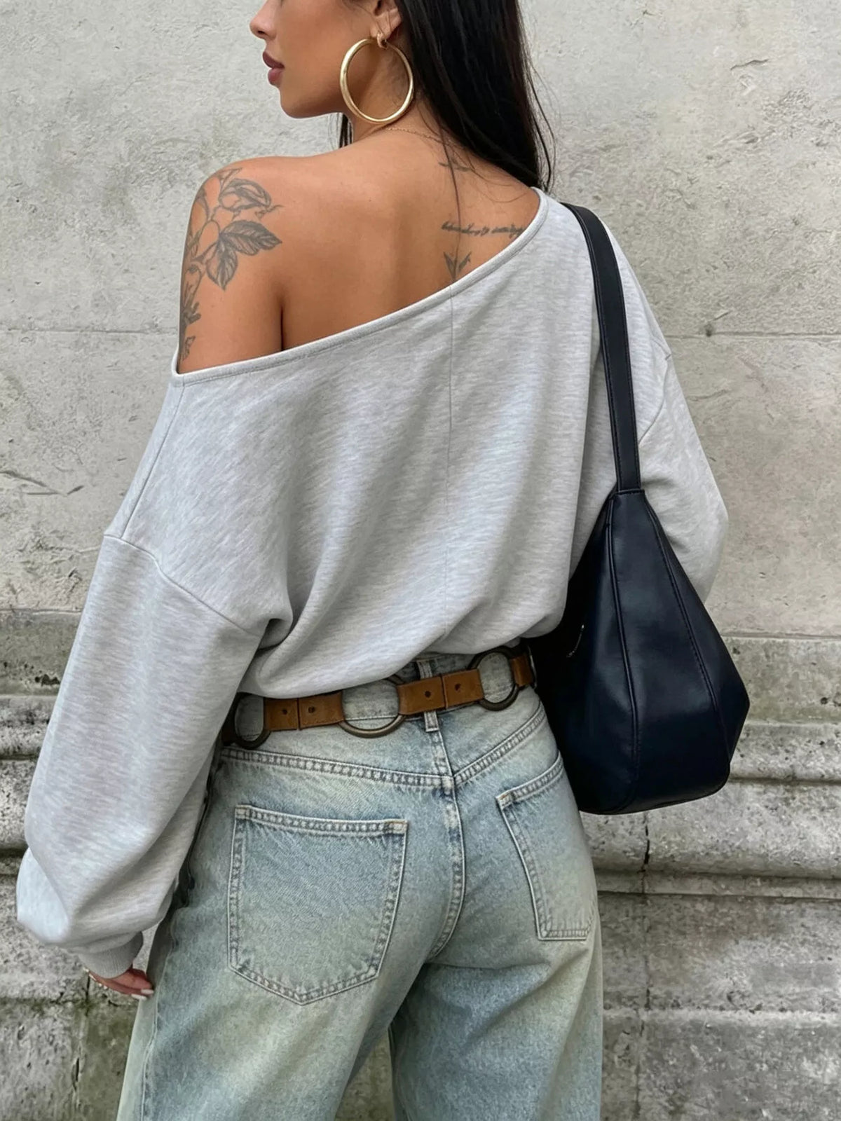 One Shoulder Long Sleeve Casual T-Shirt - Lilixa.store