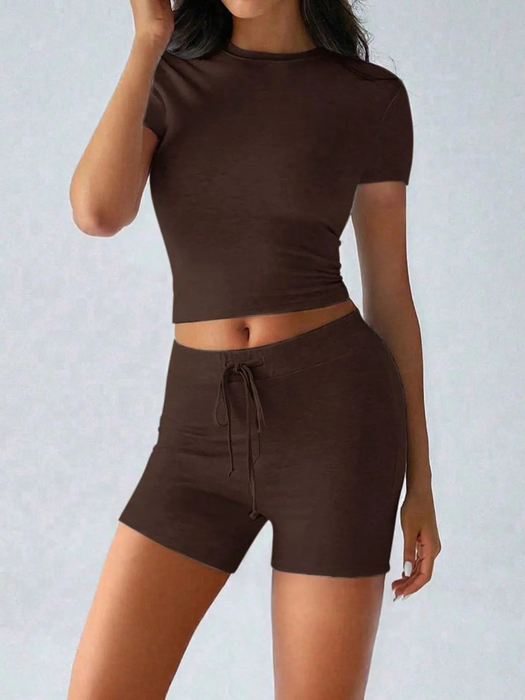 Round Neck Short Sleeve Top and Shorts Set - Lilixa.store