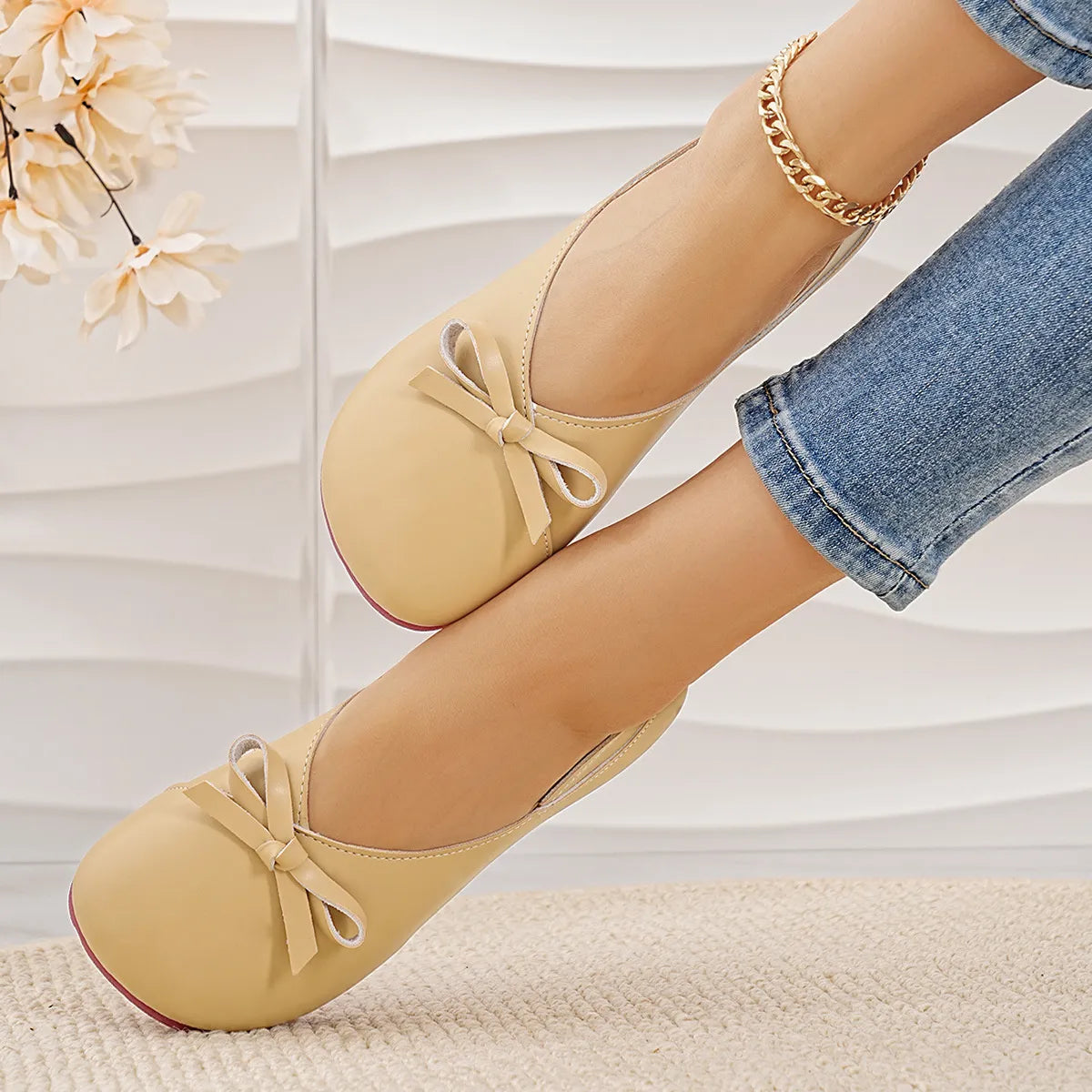 Bow Round Toe Flats Slip-Ons, view 18