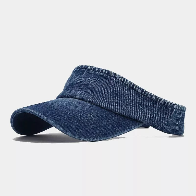 Vintage Washed Denim Sun Visor Hat - Lilixa.store
