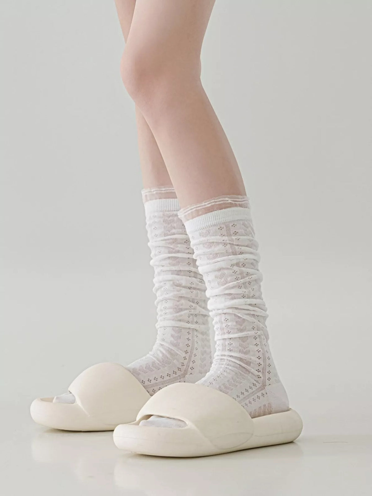 Lace Patterned Mid-Calf Socks - Lilixa.store