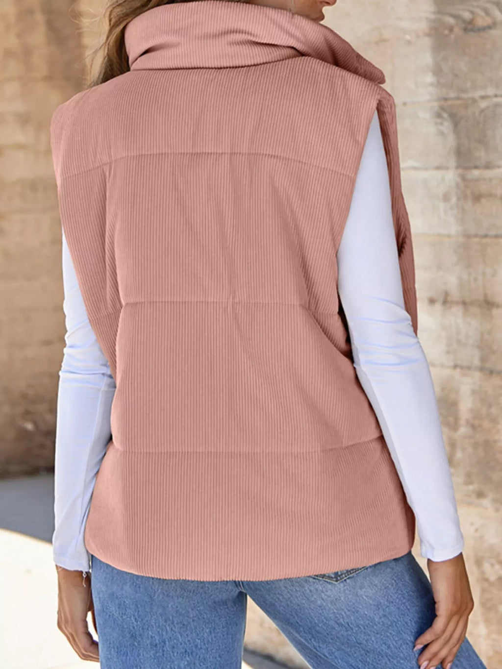 Corduroy Zip Up Vest Coat - Lilixa.store