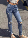 High-Waisted Distressed Skinny Jeans - Lilixa.store