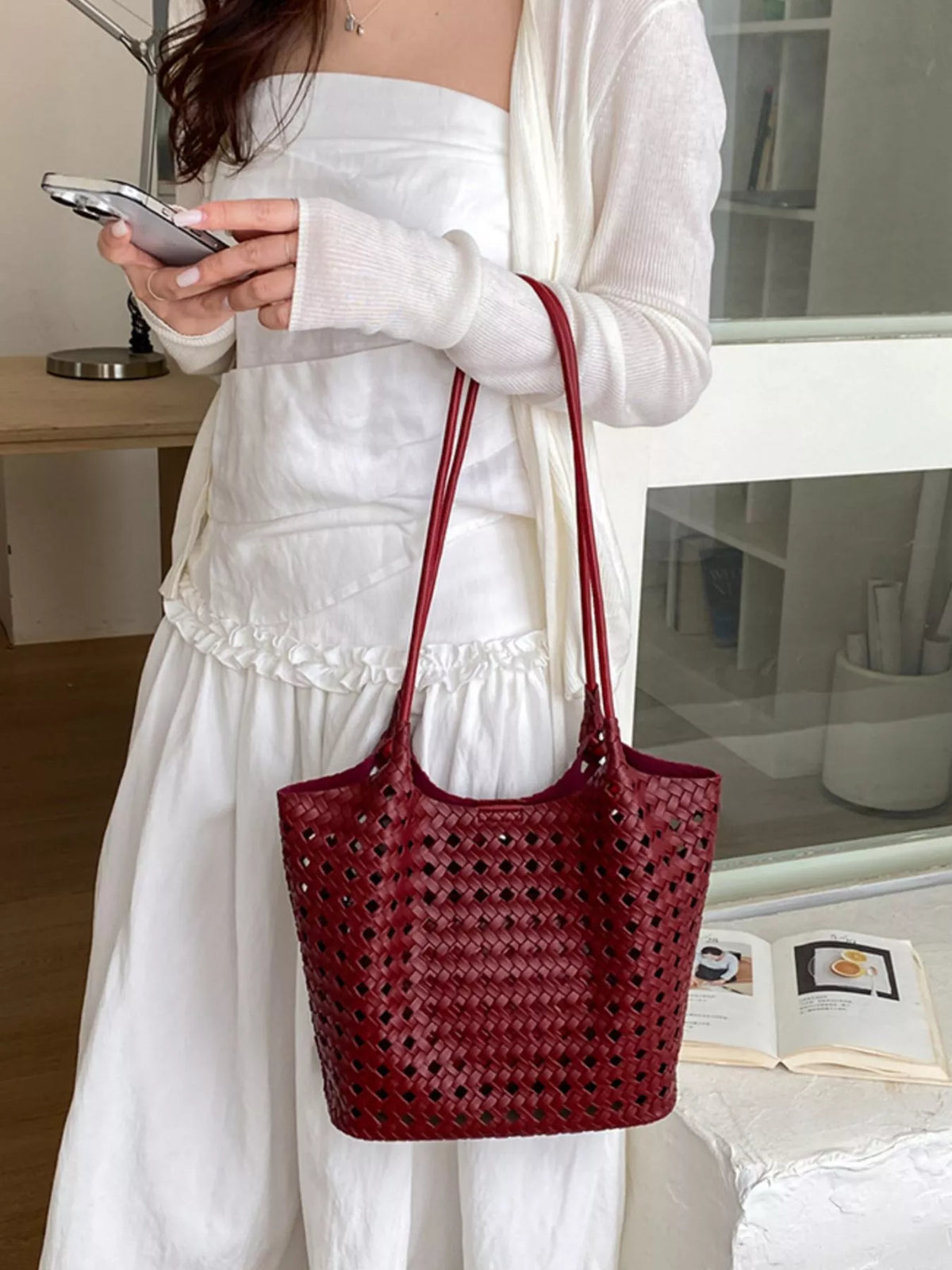 Woven Leather Shoulder Bag - Lilixa.store
