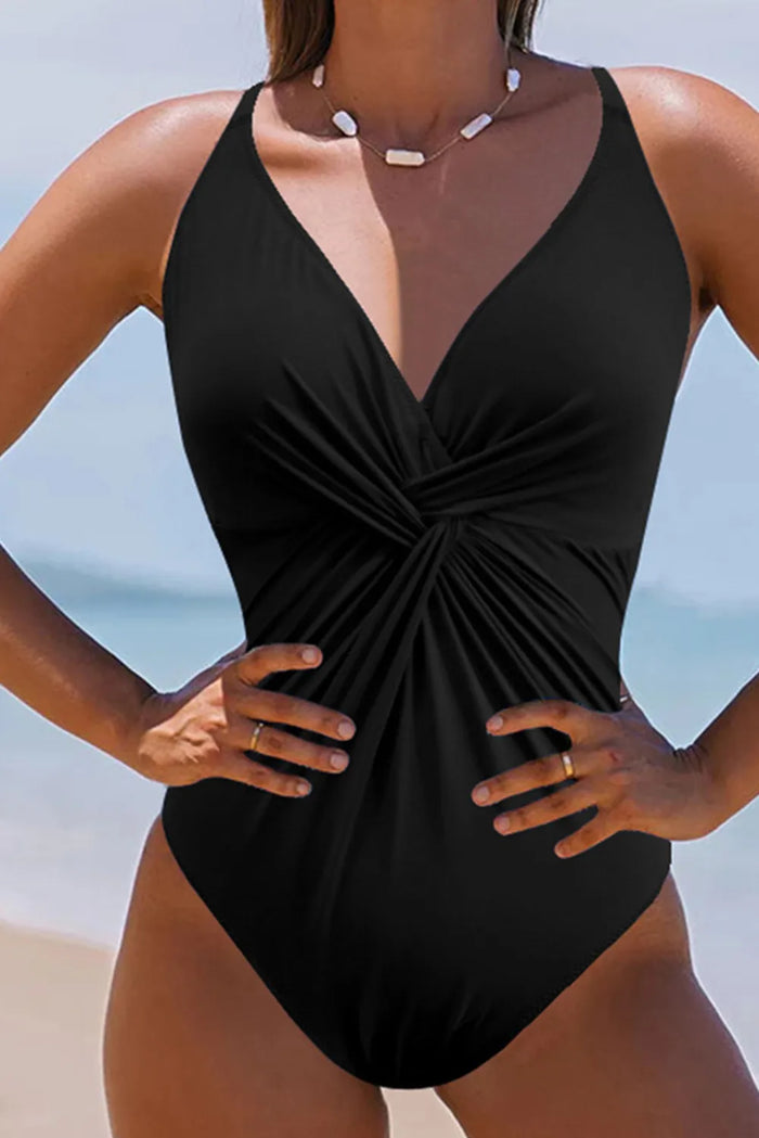 Twisted Crisscross V-Neck One-Piece Swimwear - Lilixa.store