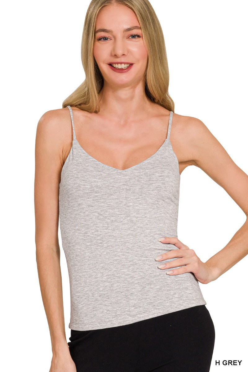 Zenana Double Layered V-neck Spaghetti Cami - Lilixa.store