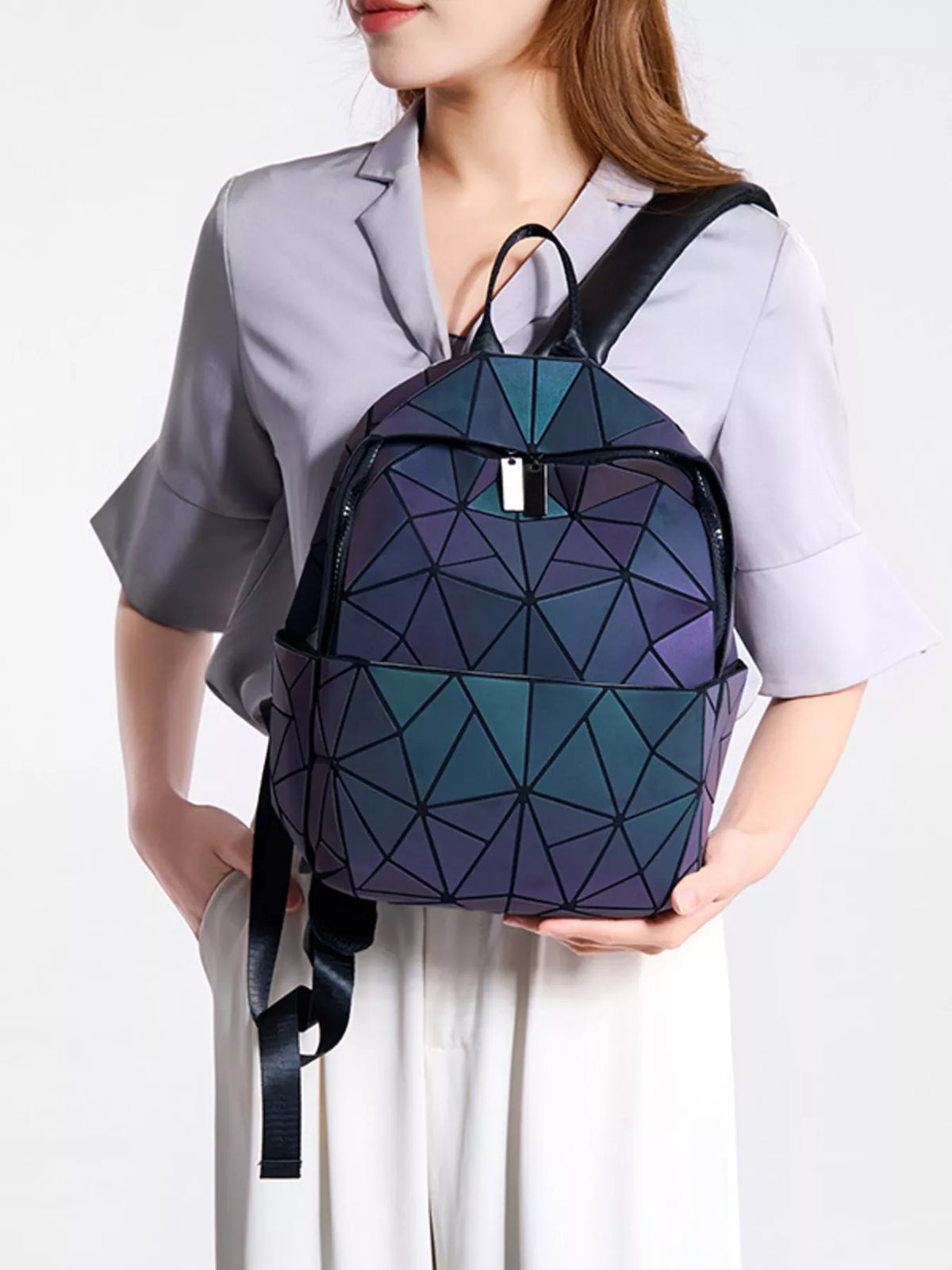 Geometric Backpack Bag in Mauve