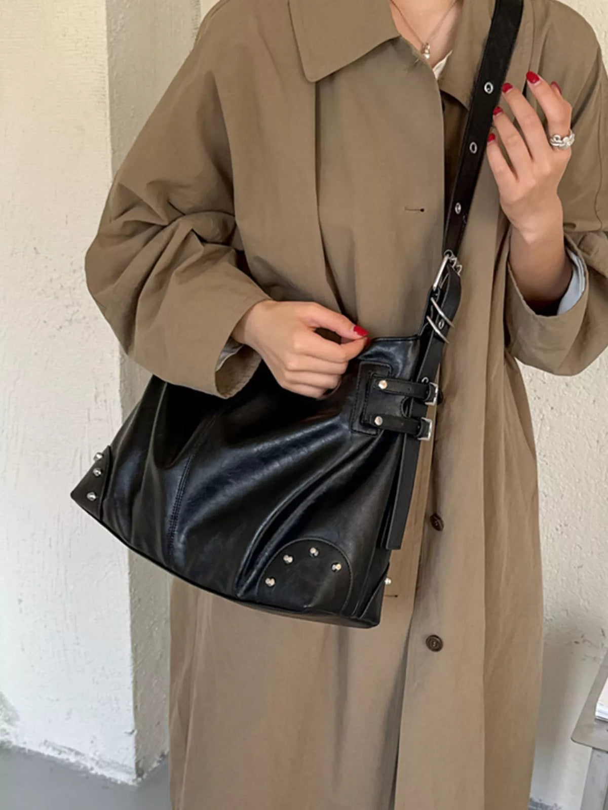 Rivet Decor Shoulder Bag - Lilixa.store