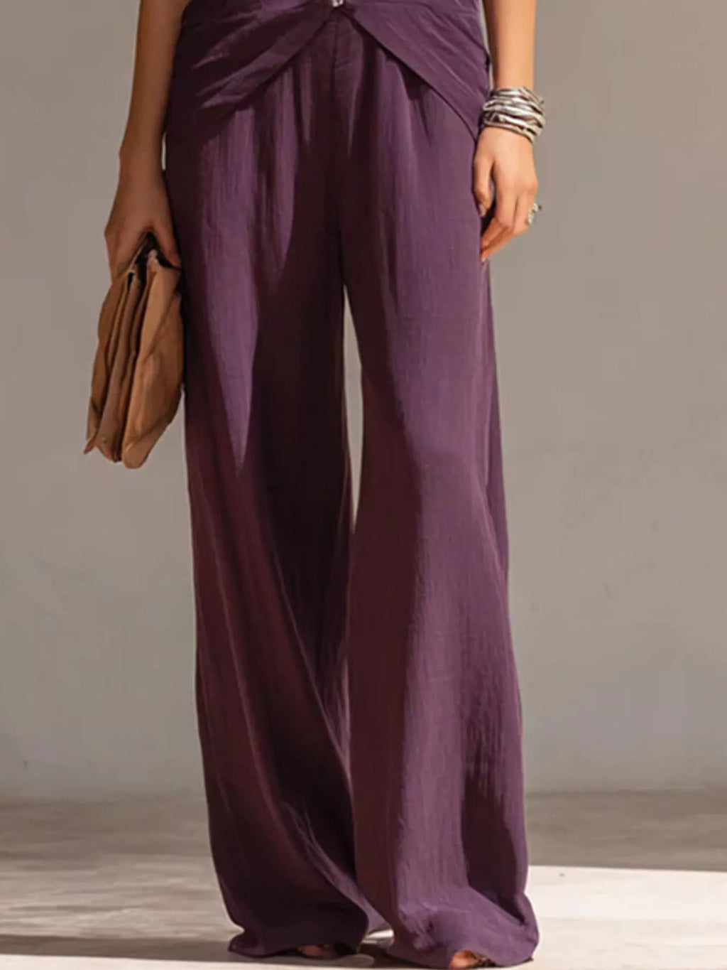 Full Size Zipper Front Tank and Wide-Leg Pants Set Plus Size - Lilixa.store