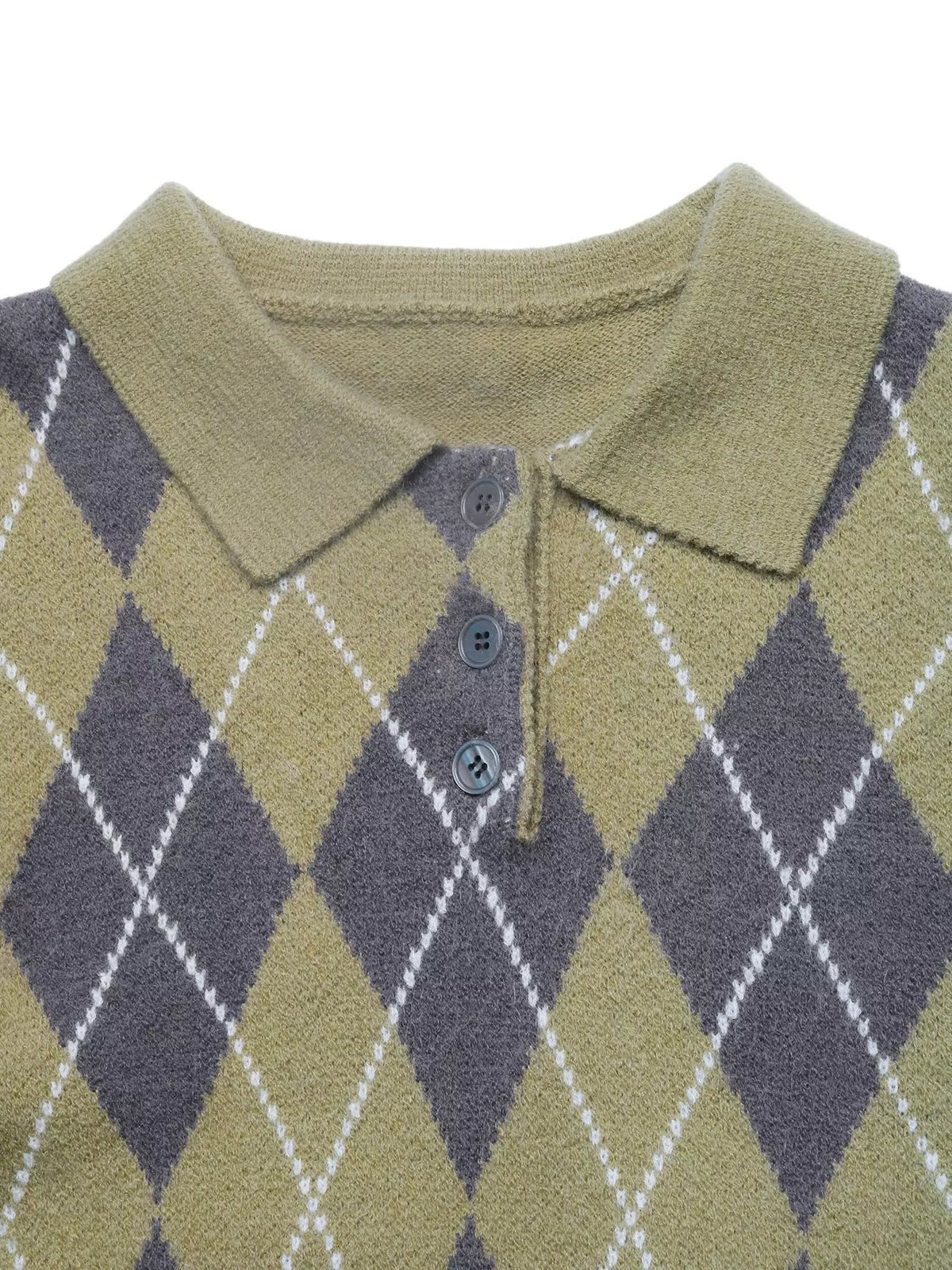 Argyle Pattern Collared Knit Sweater