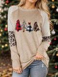 Christmas Tree Graphic Striped Long Sleeve Sweatshirt - Lilixa.store