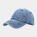 Cherry Embroidered Denim Baseball Cap - Lilixa.store