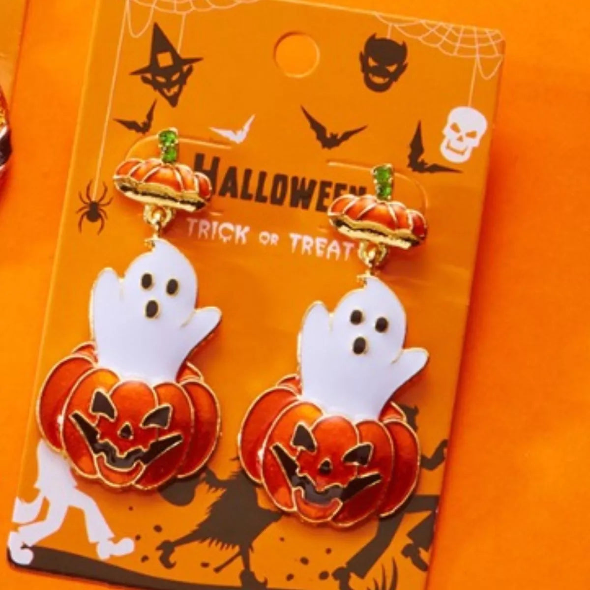 Halloween Ghost Pumpkin Dangle Earrings - Lilixa.store