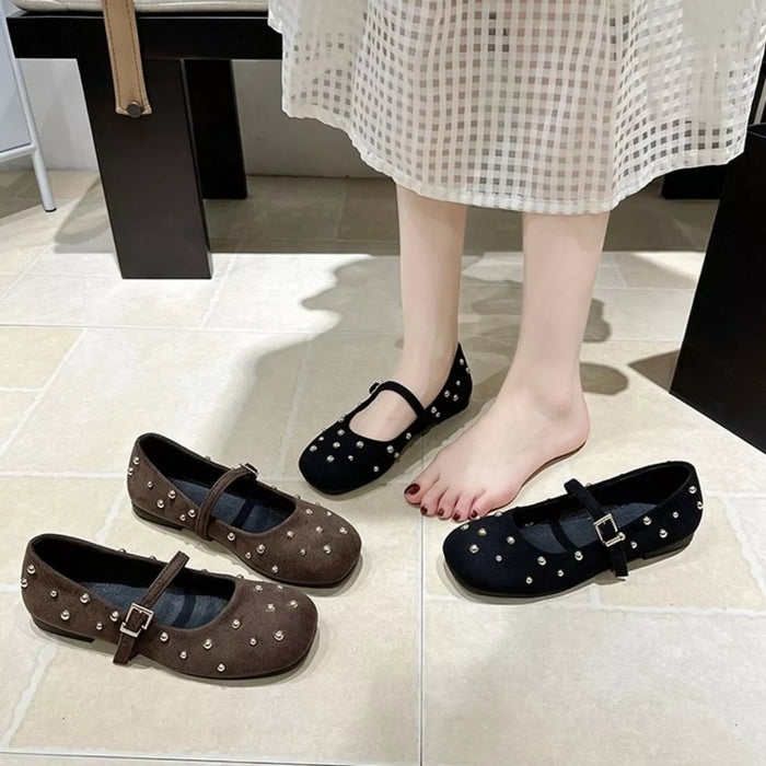 Studded Square Toe Slip-Ons - Lilixa.store