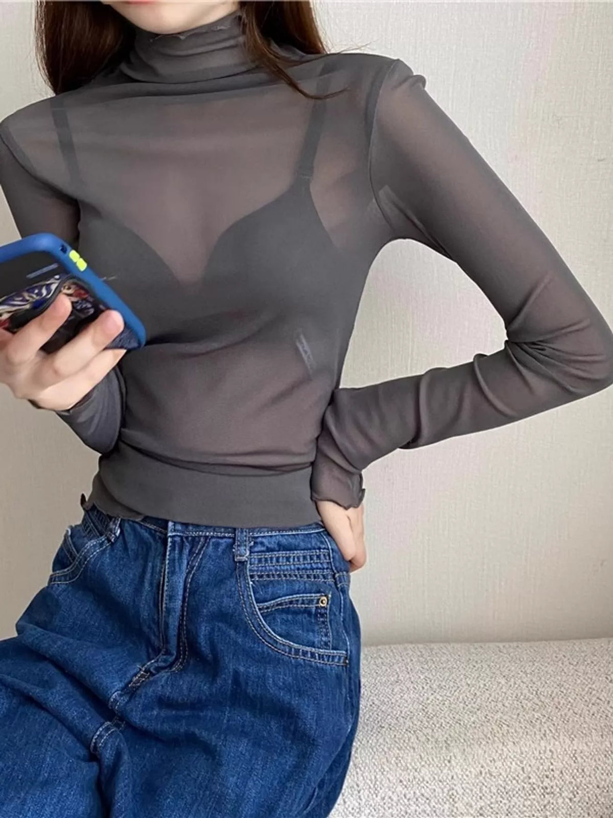 Turtleneck Long Sleeve Slim Fit T-Shirt, view 3