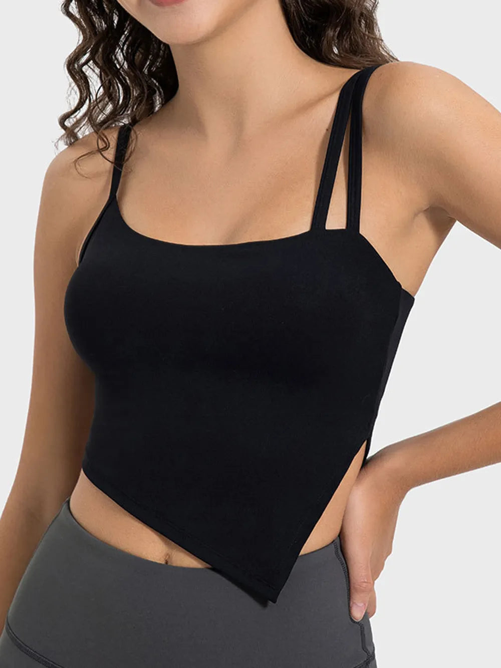 Millennia Slit Asymmetrical Neck Active Cami - Lilixa.store