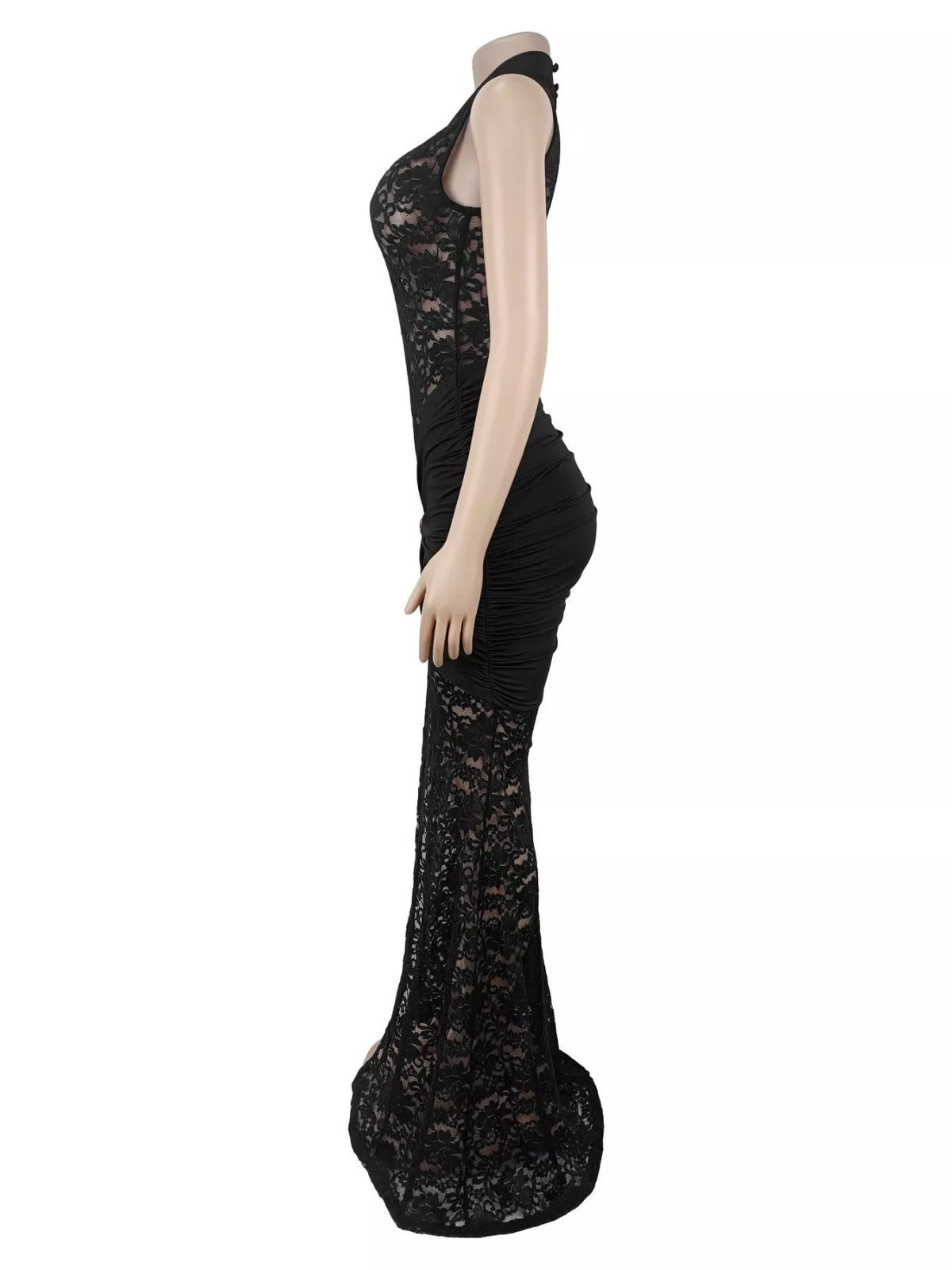 Lace Keyhole High-Slit Maxi Dress - Lilixa.store