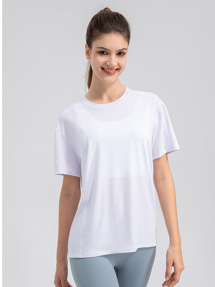 Round Neck Short Sleeve Active Top - Lilixa.store