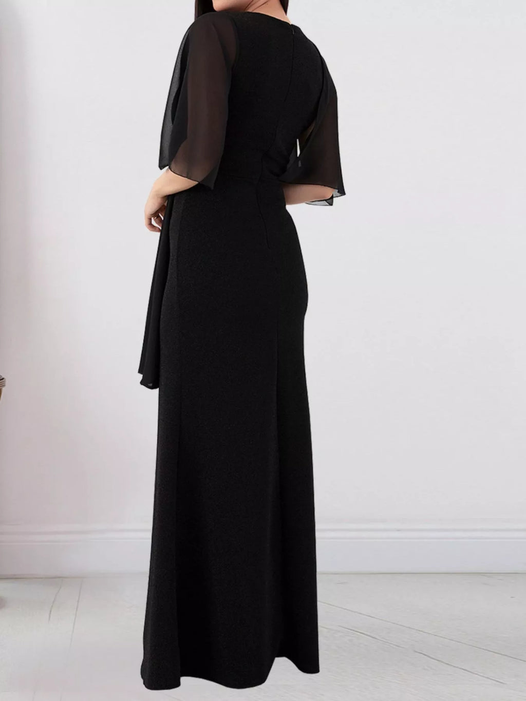 Slit Flutter Sleeve Maxi Dress - Lilixa.store