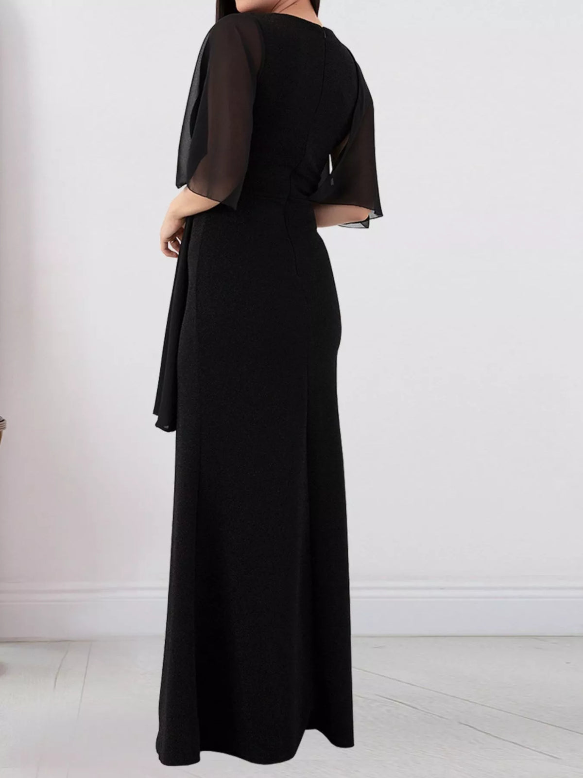 Slit Flutter Sleeve Maxi Dress - Lilixa.store
