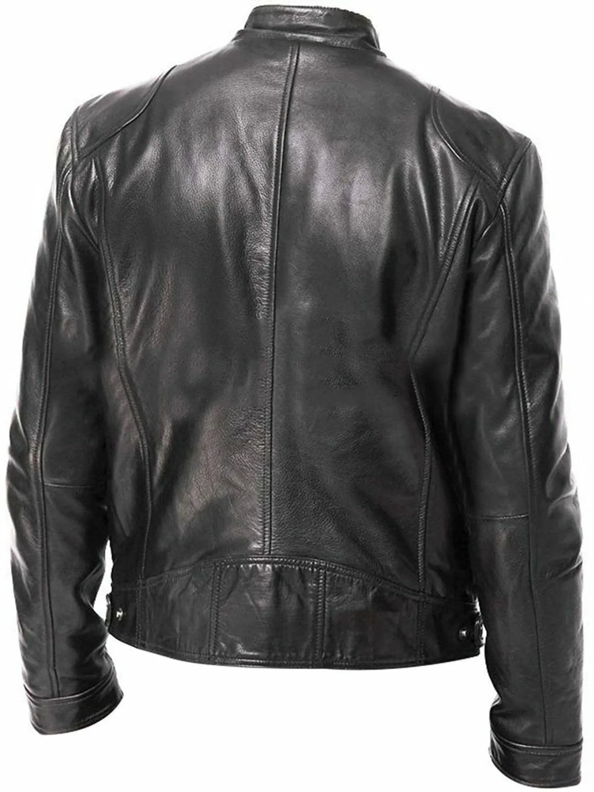 Men's Full Size Leather Biker Jacket with Zipper Pockets Plus Size - Lilixa.store