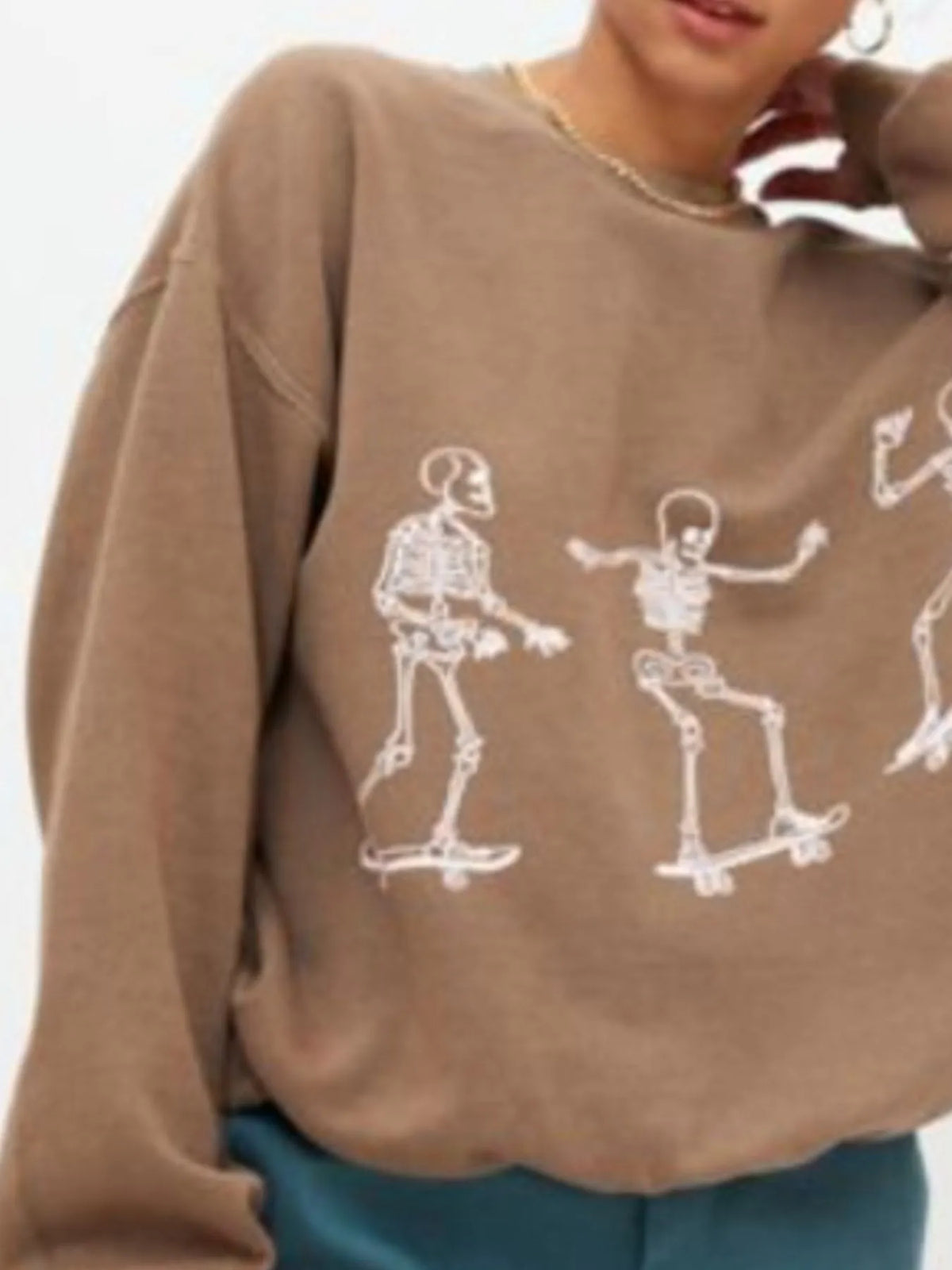 Skeleton Graphic Oversized Sweatshirt - Lilixa.store