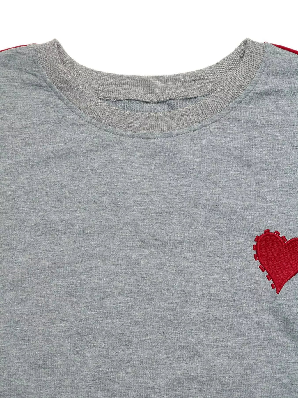 Heart Embroidered Round Neck Sweatshirt - Lilixa.store