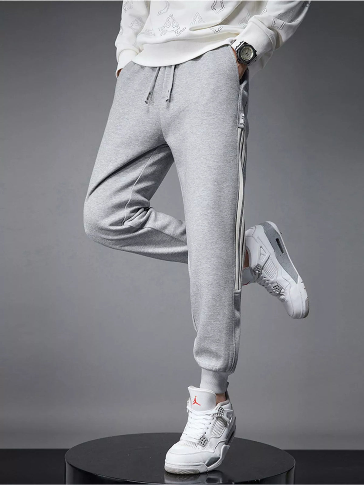 Men's Side Striped Drawstring Joggers, view 4