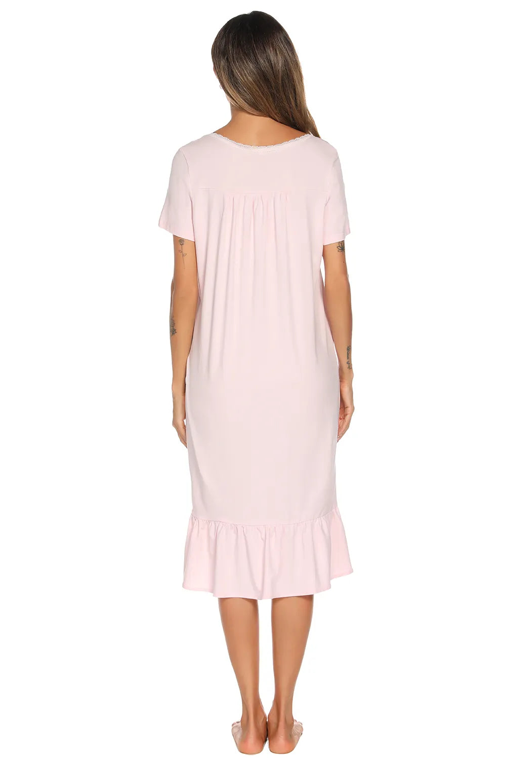 Lace Detail Square Neck Lounge Dress - Lilixa.store