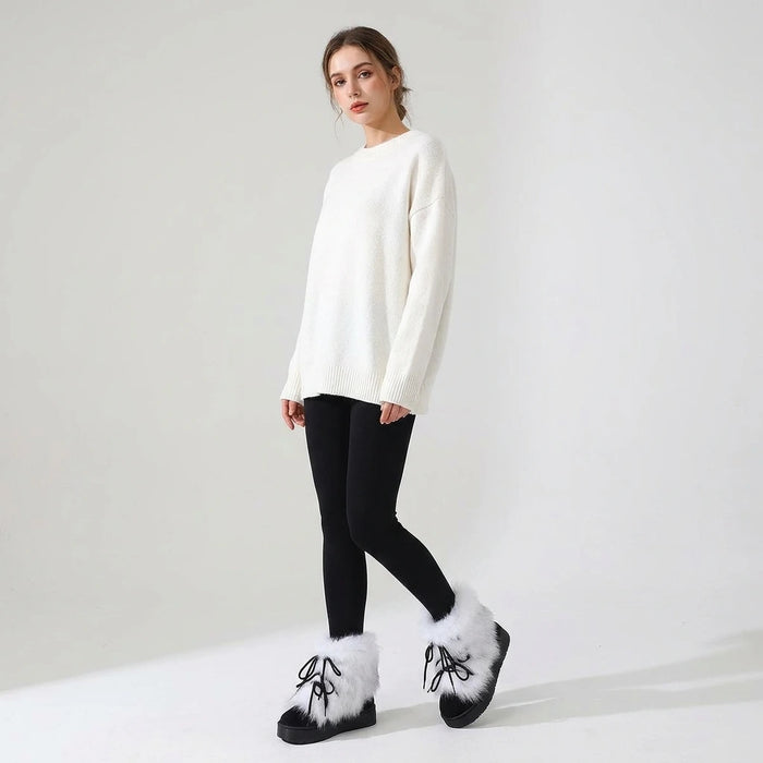 Winter Faux Fur Trimmed Lace-Up Boots