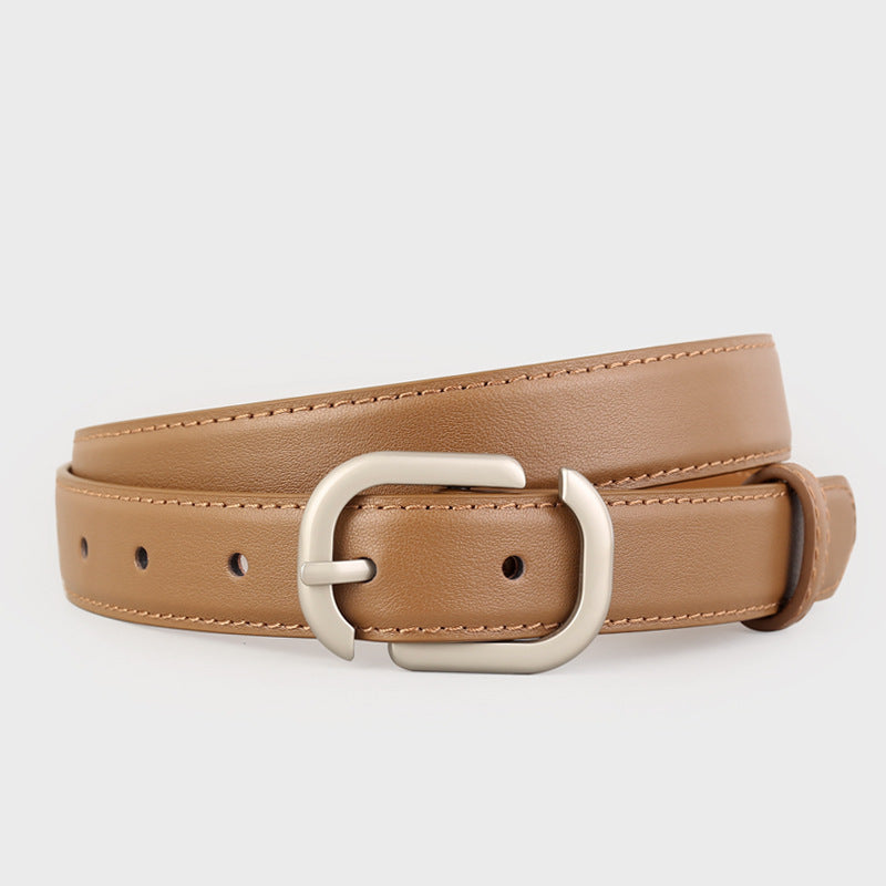 Leather Belt with Silver Buckle - Lilixa.store