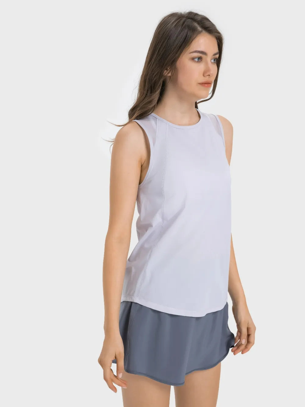 Millennia Cutout Back Round Neck Active Tank - Lilixa.store