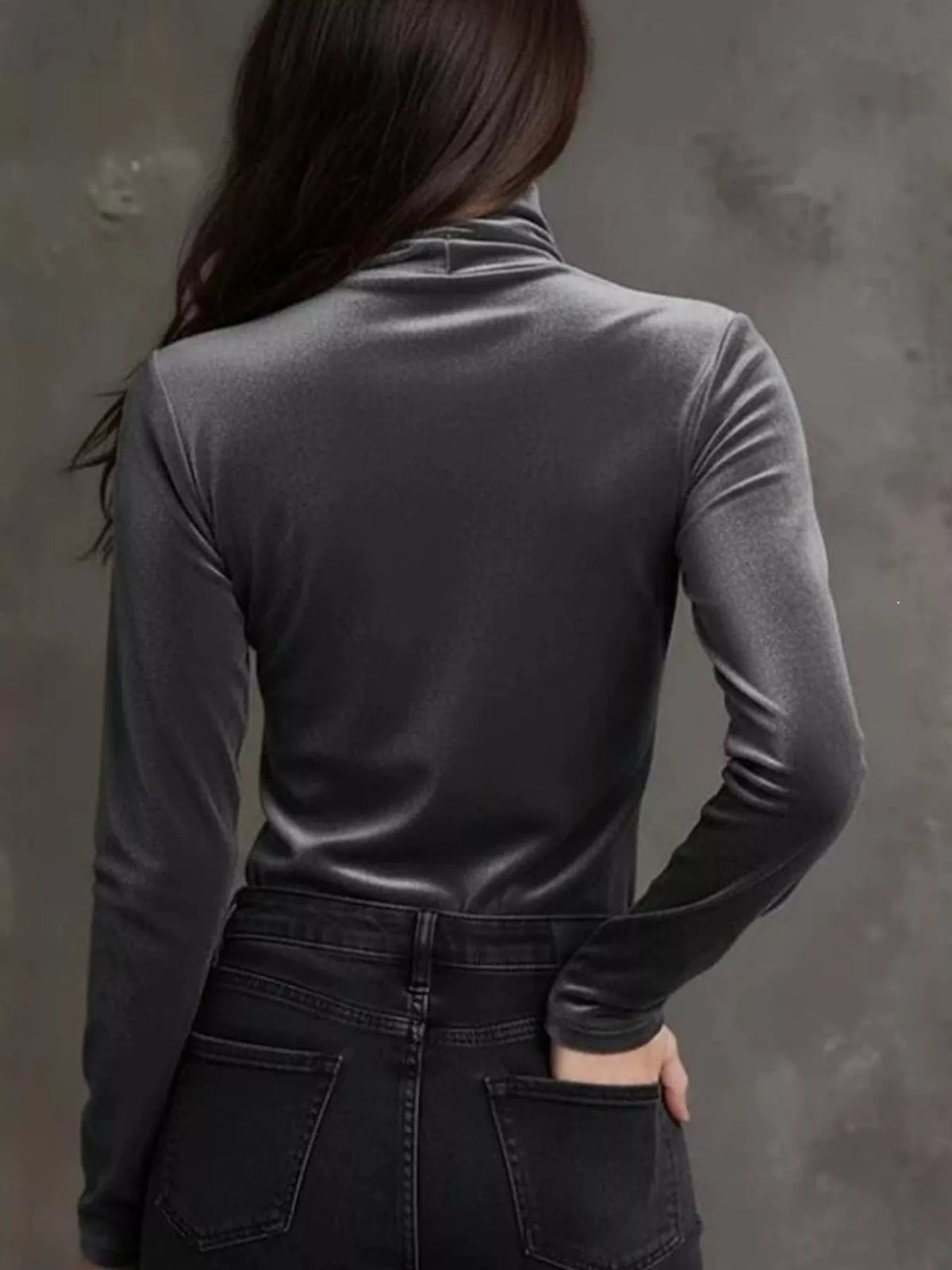 Full Size Velvet Turtleneck Long Sleeve T-Shirt Plus Size