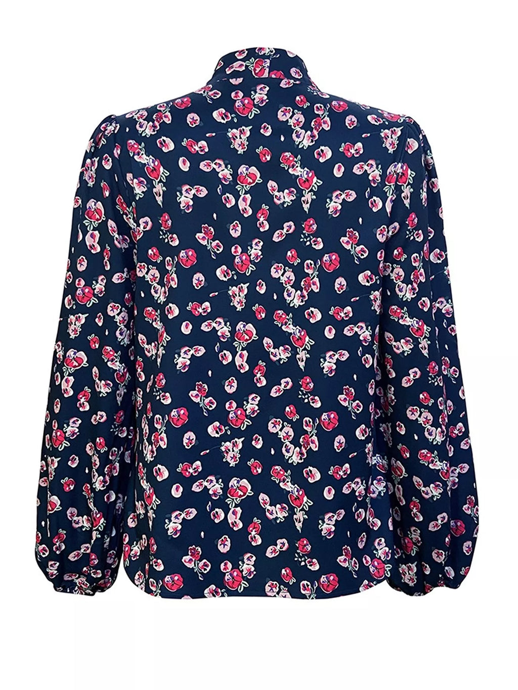 Printed Bow-Tie Neck Long Sleeve Blouse - Lilixa.store