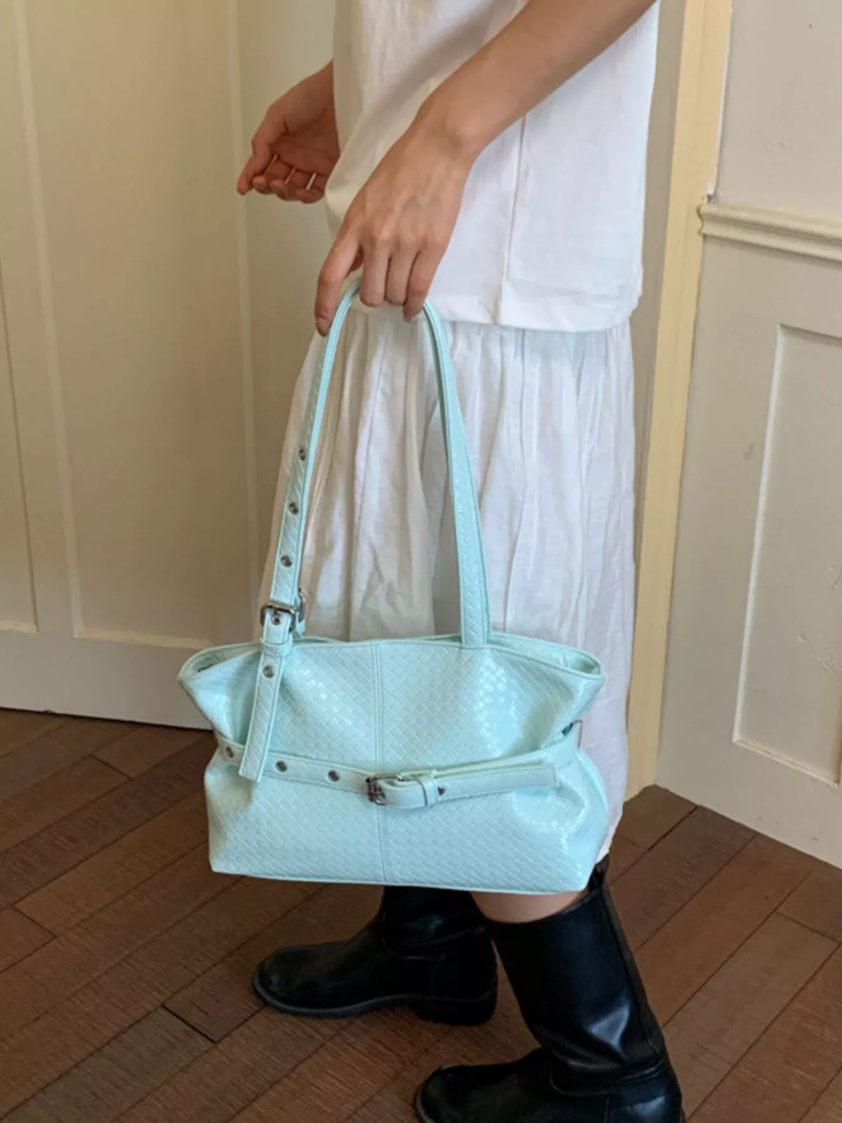 Buckle Detail Shoulder Bag - Lilixa.store