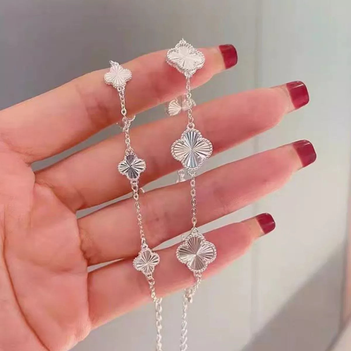 925 Sterling Silver Chain Four Leaf Clover Bracelet - Lilixa.store