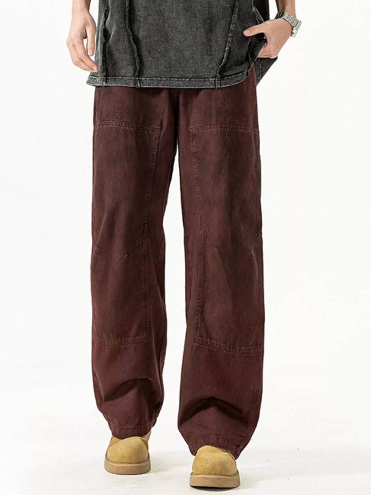 Men's Plus Size Loose Fit Casual Pants in Red